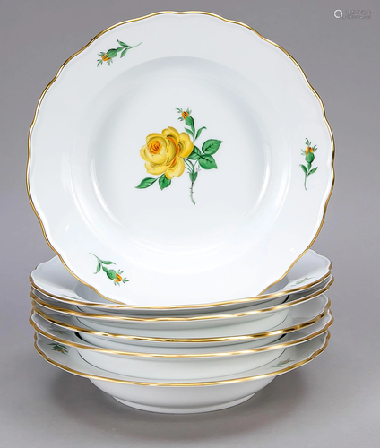 Six soup plates, Meissen, afte