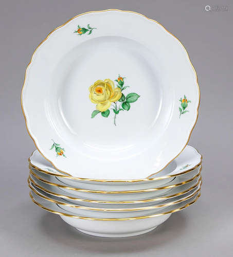 Six soup plates, Meissen, afte