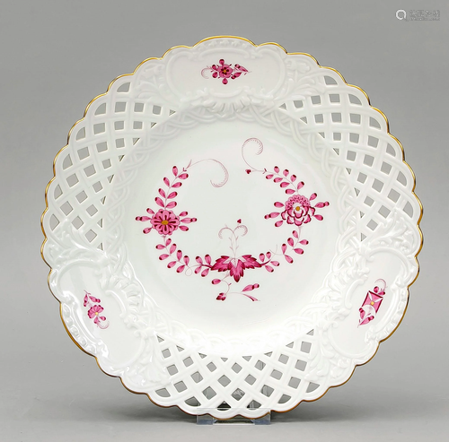 Basket plate, Meissen, end of