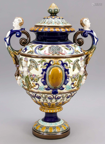 Monumental grand lidded vase,