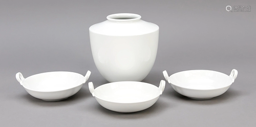 Vase and 3 small bowls, KPM Be