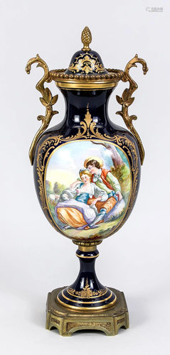 Sevres style lidded vase, Fran