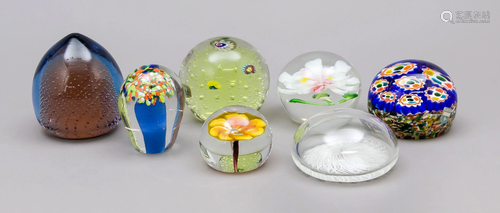 Seven paperweights, 20th c., d