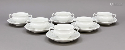 Six soup cups with saucer, KPM