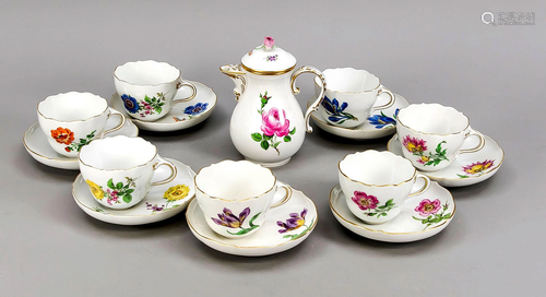 Seven cups with saucers, 15-pi