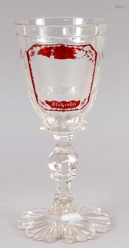 Goblet glass, c. 1900, flower-