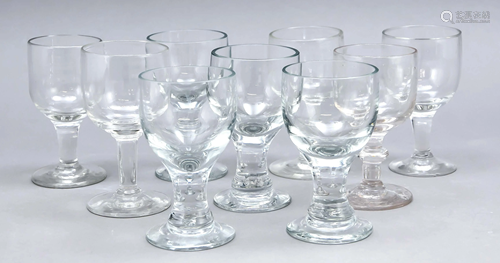 Nine wine glasses, 19th/20th c