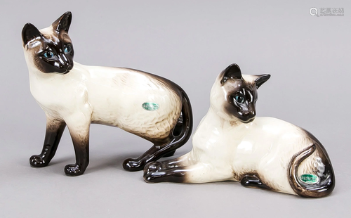 Two Siamese cats, Beswick, Eng