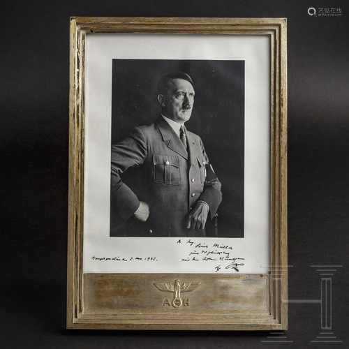 Adolf Hitler â€“ a silver presentation frame for Prof.