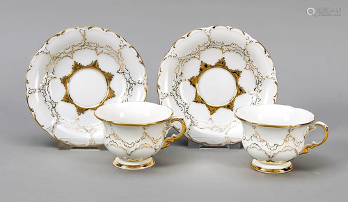 Two mocha sets, Meissen, mark