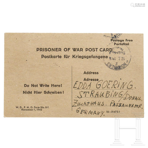 Hermann GÃ¶ring â€“ a handwritten postcard from