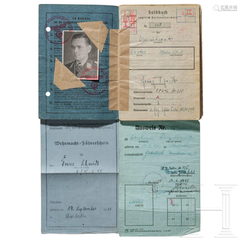 Hauptmann Franz Schmidt â€“ a pay book and documents