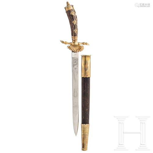 A hunting cutlass with a 1951/52 dedication of a