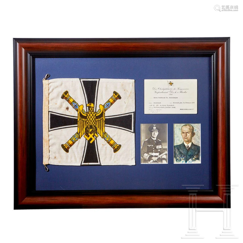 A Framed GroÃŸadmiral Command Flag and Signed Postcards