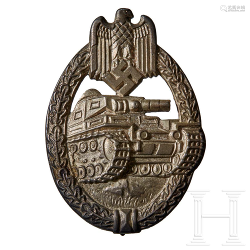 A Tank Battle Badge by Rudolf Souval with Broad Pin