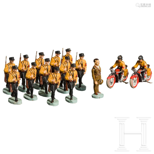 15 marching Elastolin and Lineol SS figures and Joseph