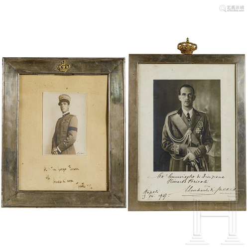 Two original-framed photos with dedications by the