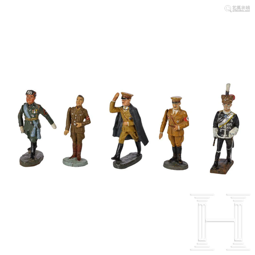 Five Elastolin/Lineol figures â€“ Hitler, von Schirach,