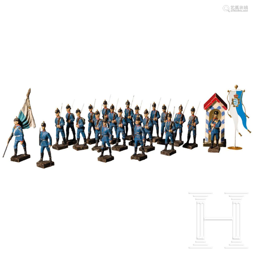 21 Lineol soldiers of the Bavarian army with flag