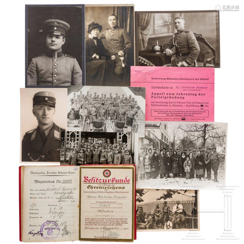 An estate of an NSDAP member with membership book and