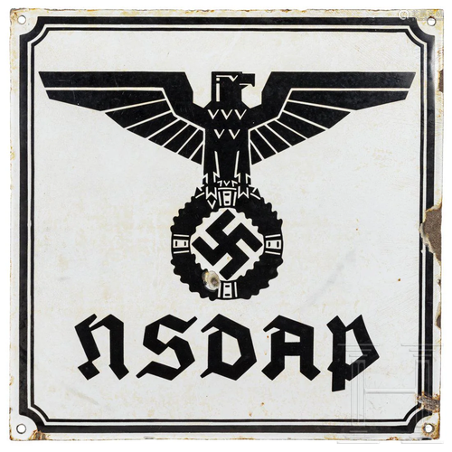 An enamelled NSDAP building identification sign