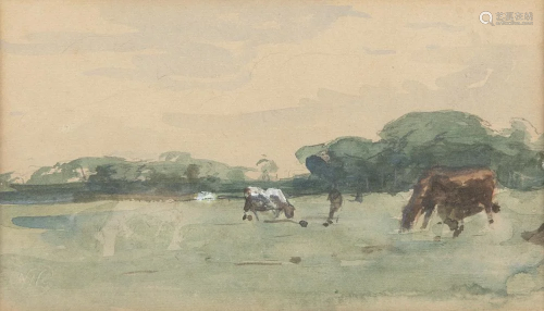 Nathaniel Hone RHA (1831-1917) Landscape and Cows