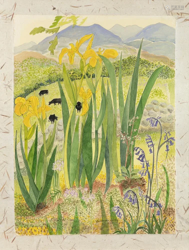 Pauline Bewick (b.1935) Black Kerry Cows and Yellow