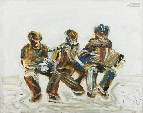 John Brian Vallely (b.1941) Three Musicians Oil on