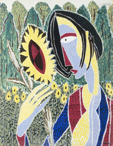 Basil Rakoczi (1908 - 1979) Figure with Sunflower