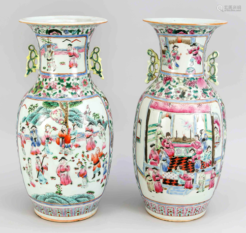 Pair of Famille Rose vases, Ch