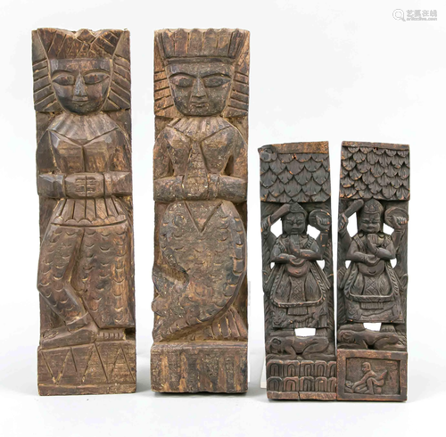 Four woodcarvings, Southeast A