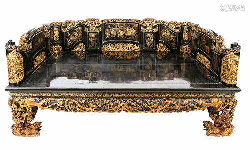 Large Asian opium bed, 19th ce