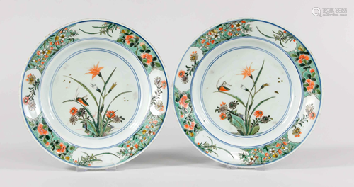 Pair of famille-verte plates,