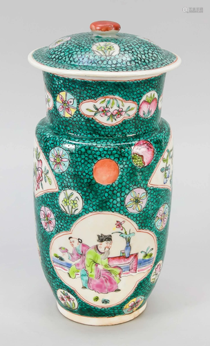 Famille Rose lidded vase, Chin