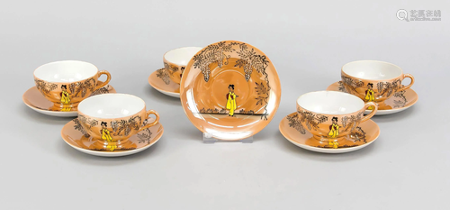 5 tea cups with saucers, Japan