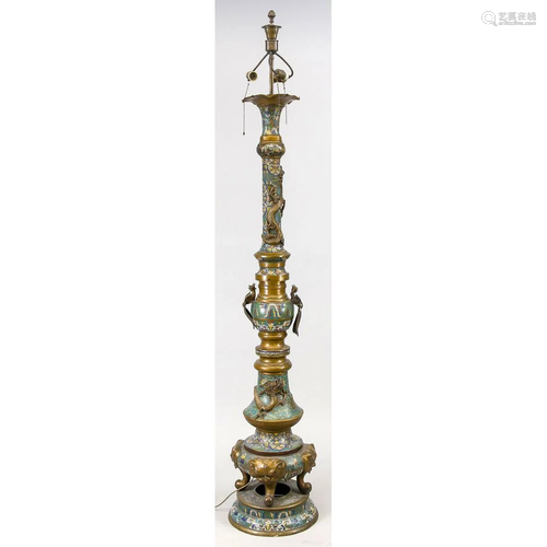 Tall cloisonnÃ© lamp base, Chin