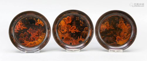 3 black lacquer plates in zhao