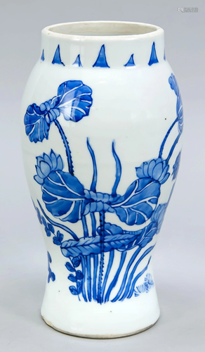 Blue-white vase with lotus and