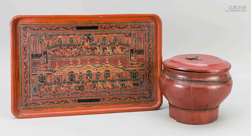 Tray, Myanmar, 20th c. Incised