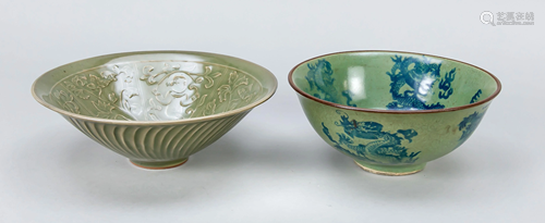 2 bowls, China, 20th c., 1 x m