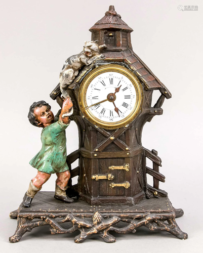 Table clock around 1900, bronz