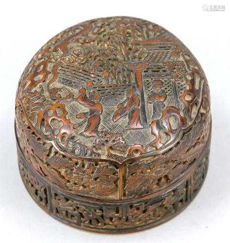 Carved lidded box, China, 19th