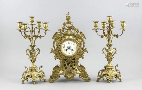 Fireplace clock set, 19th c.,