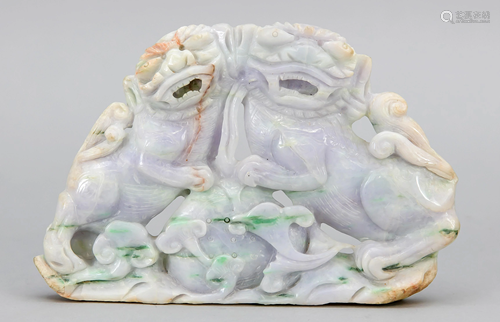 Pair of Foo dogs, relief, soap