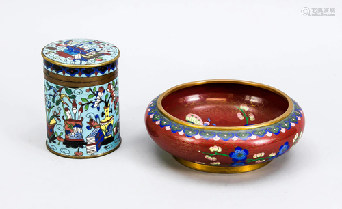 CloisonnÃ© tea caddy, China, c.