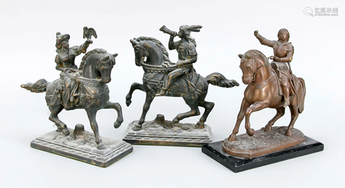 Set of three equestrian figure