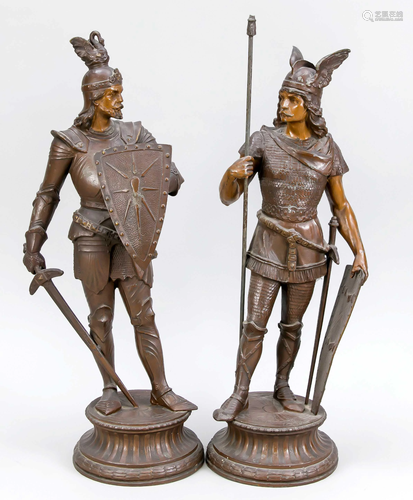 Pair of French zinc cast figur