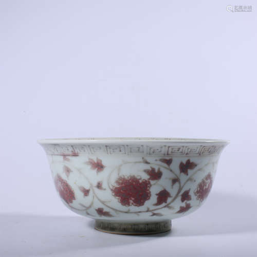 Hongwu glazed red lotus bowl in Ming Dynasty