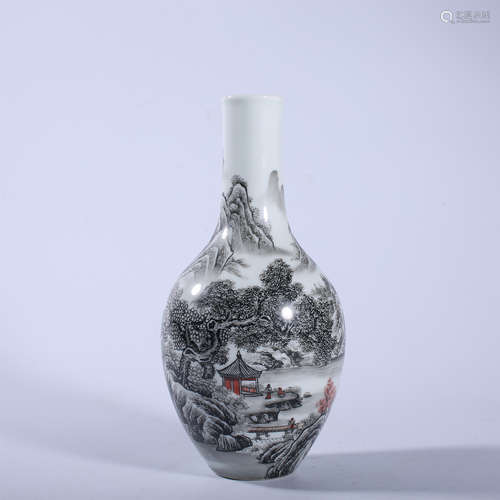 Qing Dynasty Qianlong ink color bottle with landscape patter...