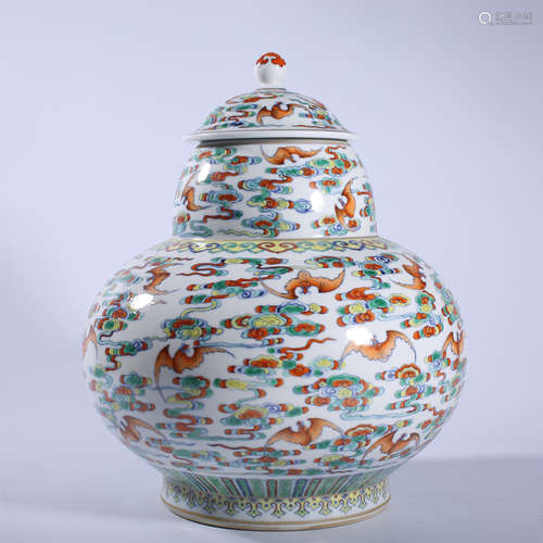 Qing Dynasty Qianlong pastel lid jar